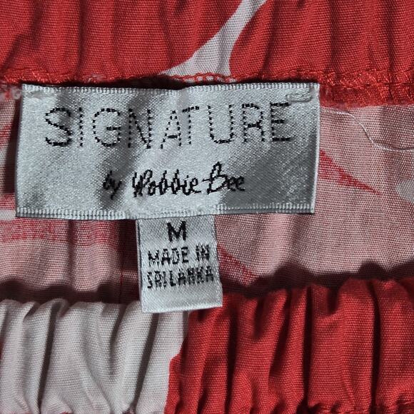 Robbie Bee Dress Womens Medium Red White Floral Ruffle Tropical Hawaiian Peasant - Picture 4 of 11